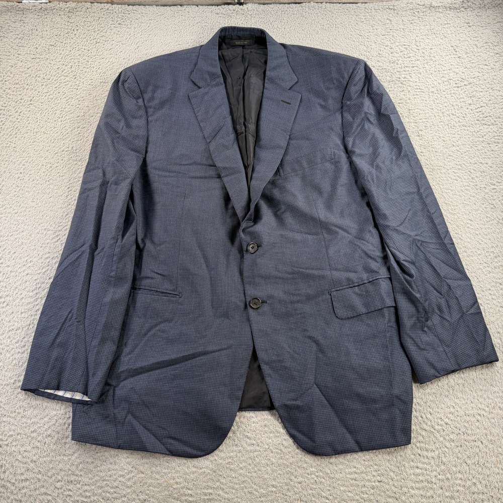Brioni Blazer Mens 44R Blue Super 170s Silk Micro Check Italy Sport Coat